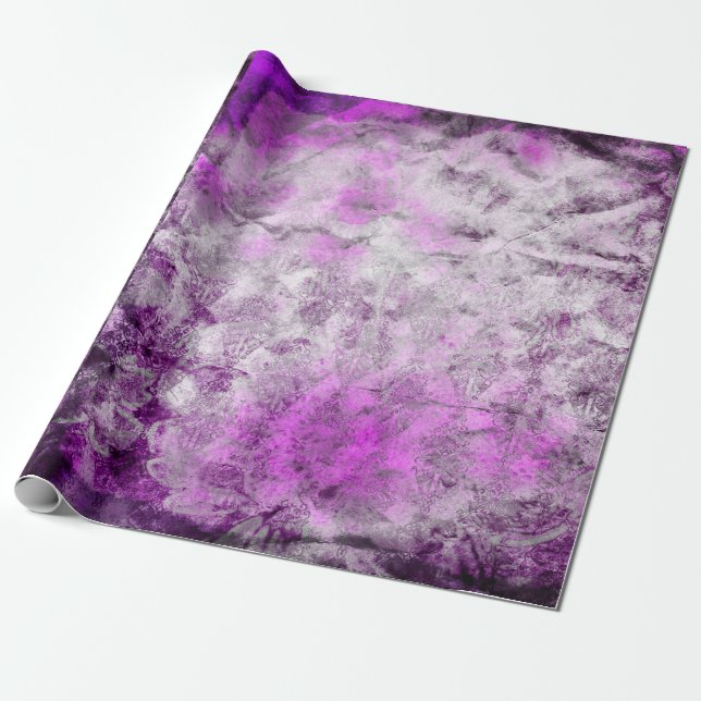 Papel De Presente Abstrato Damask Pink Impressão (Desenrolado)