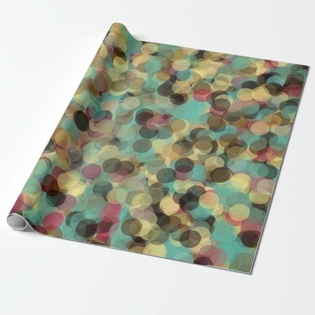 Papel De Presente abstrato de círculo verde-amarelo-rosa e azul (Desenrolado)