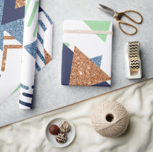 Papel De Presente abstrato de cores 80s   Rosa Dourado Mint 90s