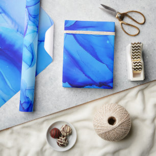 Papel De Presente Abstrato de Indígo de Álcool Watt Azul