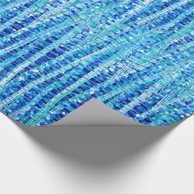 Papel De Presente Abstrato de lâminas e pontos, cobalto azul (Ponta)