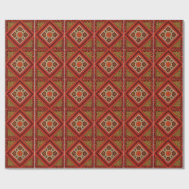 Papel De Presente Abstrato de mosaico Arte Floral vermelha e marrom