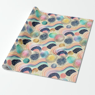 Papel De Presente Abstrato de Ondas do Arco-Íris e Largura do Pastel