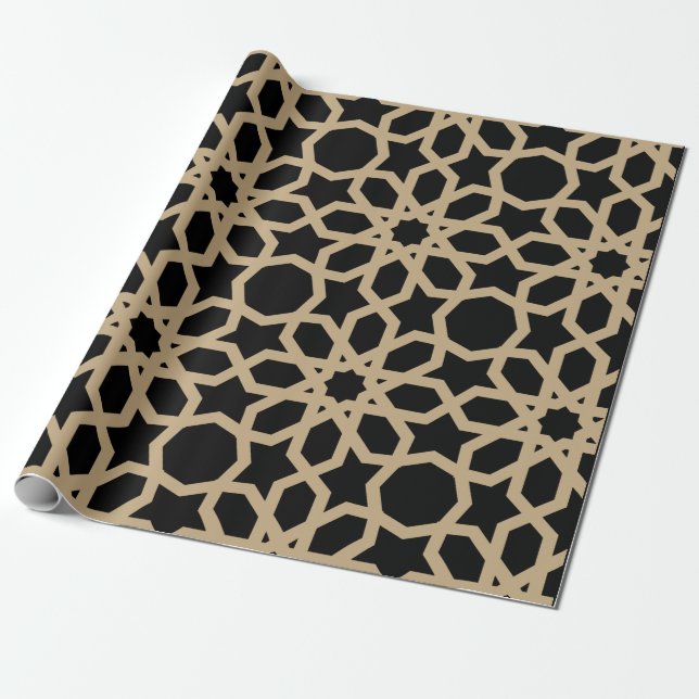 Papel De Presente Abstrato de Padrão Geométrico Árabe Islâmico (Desenrolado)