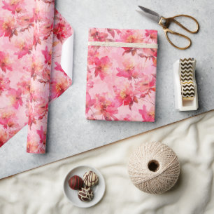 Papel De Presente Abstrato de peônias cor-de-rosa