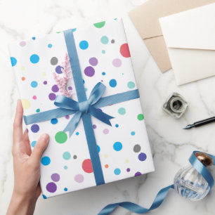Papel De Presente Abstrato de Pontos Coloridos Púrpura Azul Branco