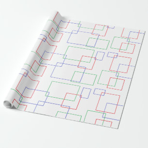 Papel De Presente Abstrato de quadrados verdes azuis vermelhos e ret