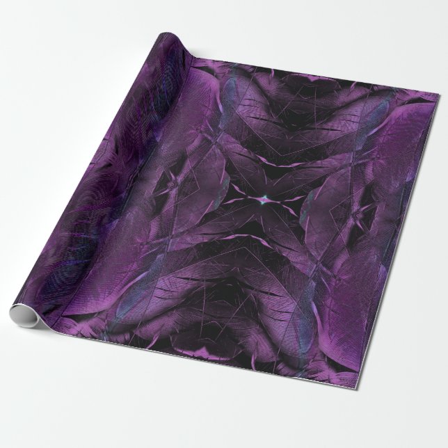 Papel De Presente Abstrato de textura violeta azul-púrpura de pena p (Desenrolado)