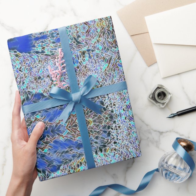 Papel De Presente Abstrato de vidro de lavanda de blues (Presentear)