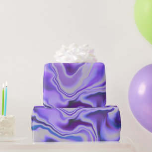 Papel De Presente Abstrato Digital Marble Elegante Azul e Roxo