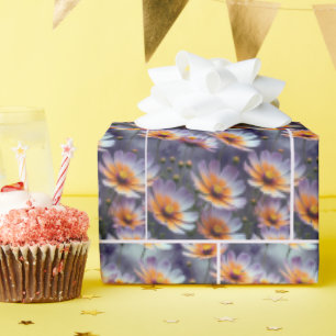 Papel De Presente Abstrato do Cosmos Laranja e Roxo