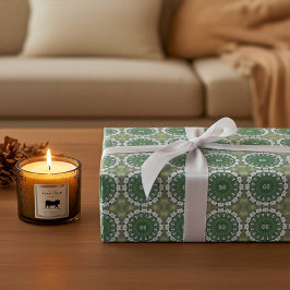 Papel De Presente Abstrato Floral Elegante Elegante Monograma Verde