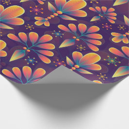 Papel De Presente Abstrato Floral Mauve Blue Pink Ocasião