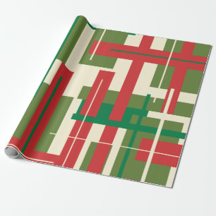 Papel De Presente Abstrato Geométrica Moderna do século médio Nat