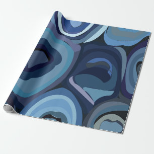 Papel De Presente Abstrato Geométrico com Meio Círculos Azul