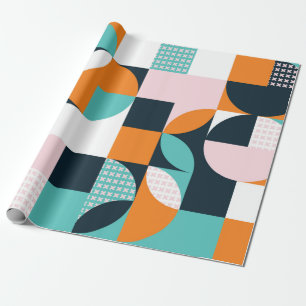 Papel De Presente Abstrato geométrico com quadrados, triângulo