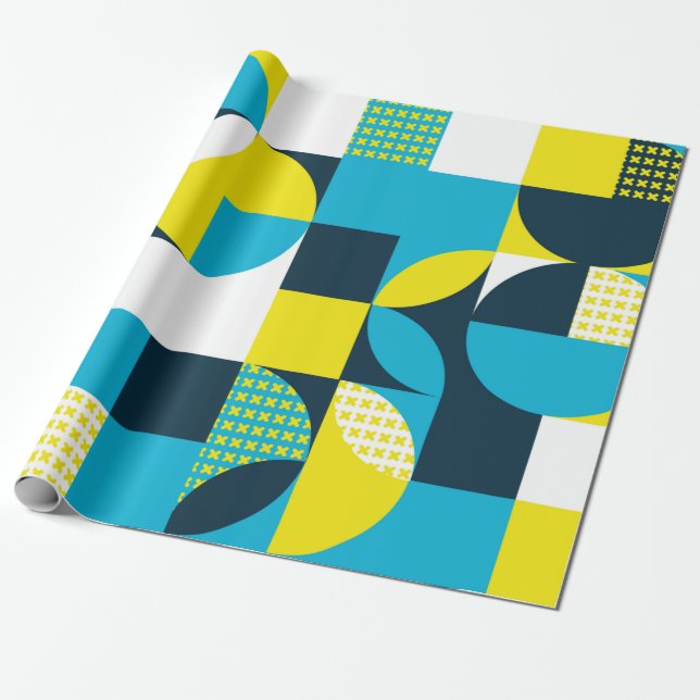 Papel De Presente Abstrato geométrico com quadrados, triano (Desenrolado)