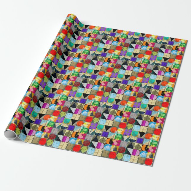 Papel De Presente Abstrato Geométrico: Traços e Placas (Desenrolado)