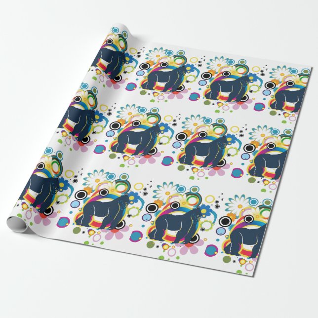 Papel De Presente Abstrato Gorilla Wraping Paper (Desenrolado)