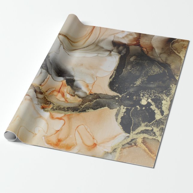 Papel De Presente Abstrato Laranja Dourado  (Desenrolado)