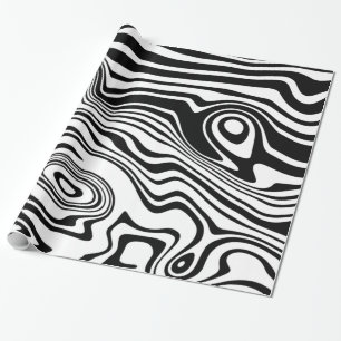 Papel De Presente Abstrato - Linhas Pretas e Brancas Adormecidas - P