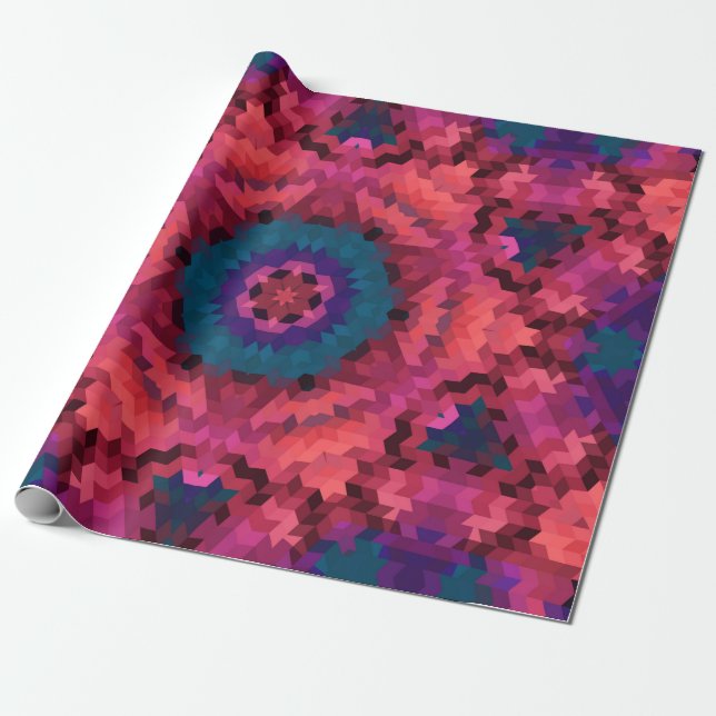 Papel De Presente Abstrato mandala kaleidoscope em formas redondas (Desenrolado)