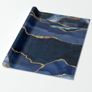 Papel De Presente Abstrato Marinho Azul Agar Aquarela