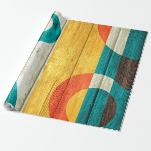 Papel De Presente Abstrato Modern Stripes Pastel Wood