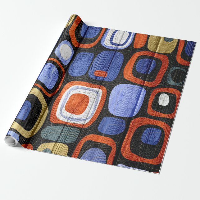 Papel De Presente Abstrato Modern Stripes Pastel Wood #2 (Desenrolado)