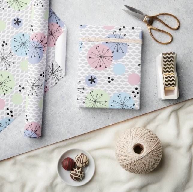 Papel De Presente Abstrato moderna forma círculos luz bolinhas com (Artesanato)