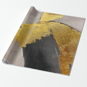 Papel De Presente Abstrato monocromático com pinceladas de ouro