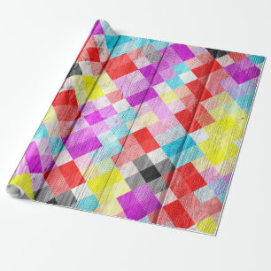 Papel De Presente Abstrato Mosaico Madeira Pastel
