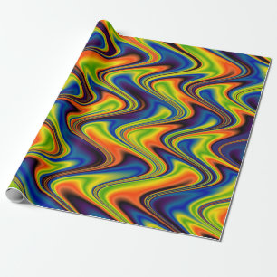 Papel De Presente Abstrato Multicolorido Ondulado