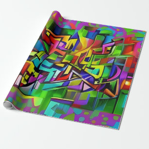 Papel De Presente Abstrato Neon Grafite
