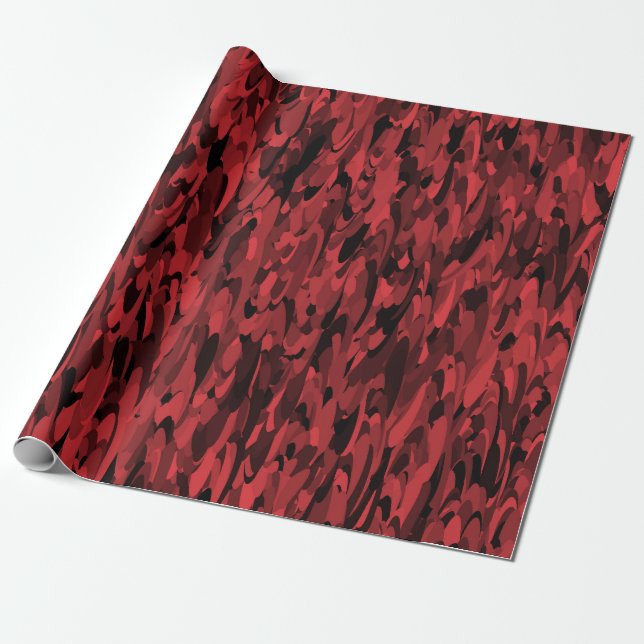 Papel De Presente Abstrato - Padrão Vermelho Preto (Desenrolado)