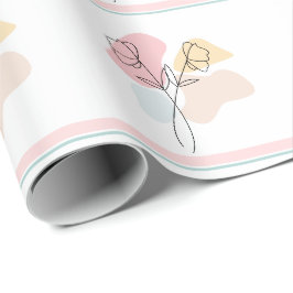Papel De Presente Abstrato Pastel Floral
