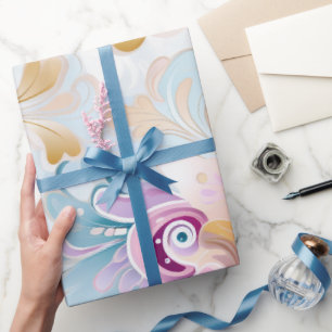 Papel De Presente Abstrato Pastel Paisley Purple Floral Elegante