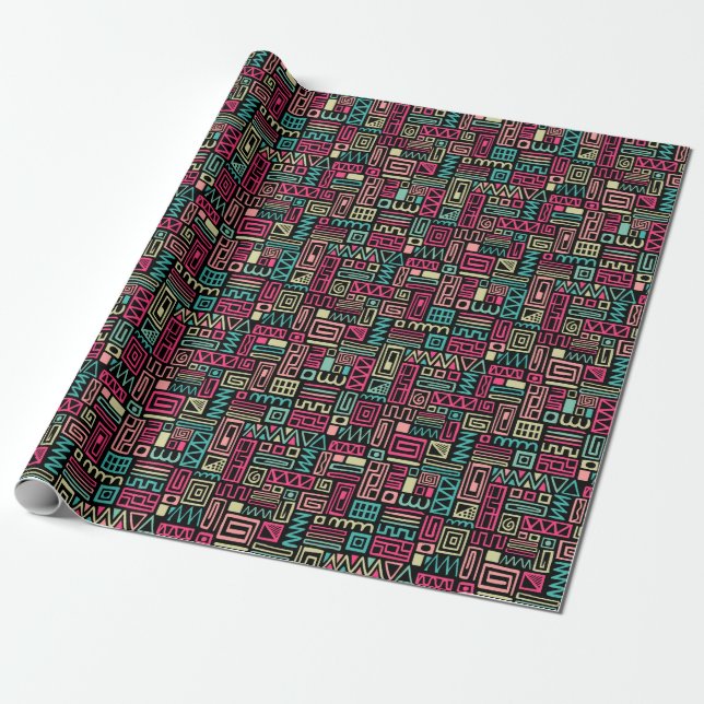 Papel De Presente Abstrato Pattern 110122 - Cores 01 (Desenrolado)