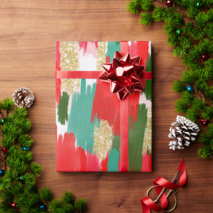 Papel De Presente Abstrato pincel trava Dourado Natal Glitter