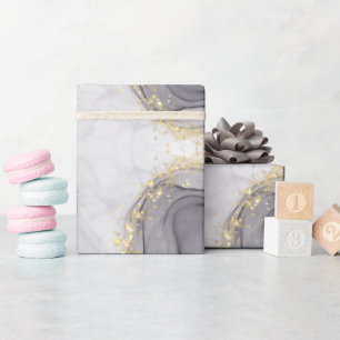 Papel De Presente Abstrato preto e branco Agate Marble Swirl