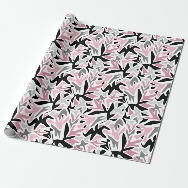 Papel De Presente Abstrato, Preto e Rosa, Juventude, Pílula Moderna (Desenrolado)