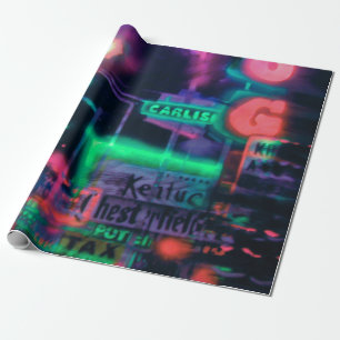 Papel De Presente Abstrato Purple Green Neon Lights Medley
