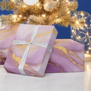 Papel De Presente Abstrato Purple Marble