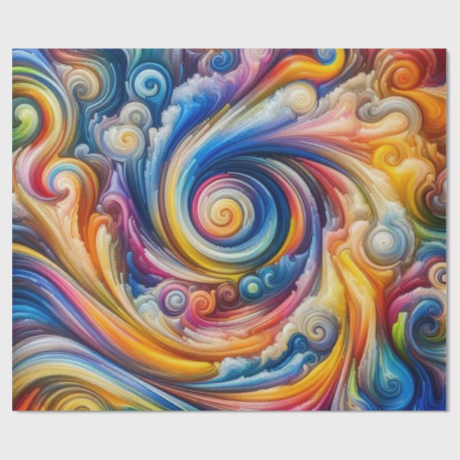Papel De Presente Abstrato Rainbow Swirl (Aberto)