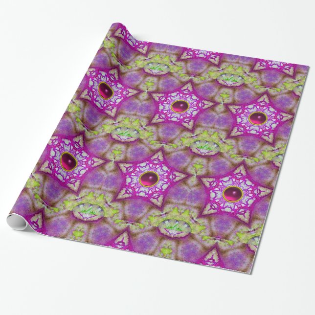 PAPEL DE PRESENTE ABSTRATO RED PINK PURPLE FUCHSIA COMEÇA COM GEMS (Desenrolado)