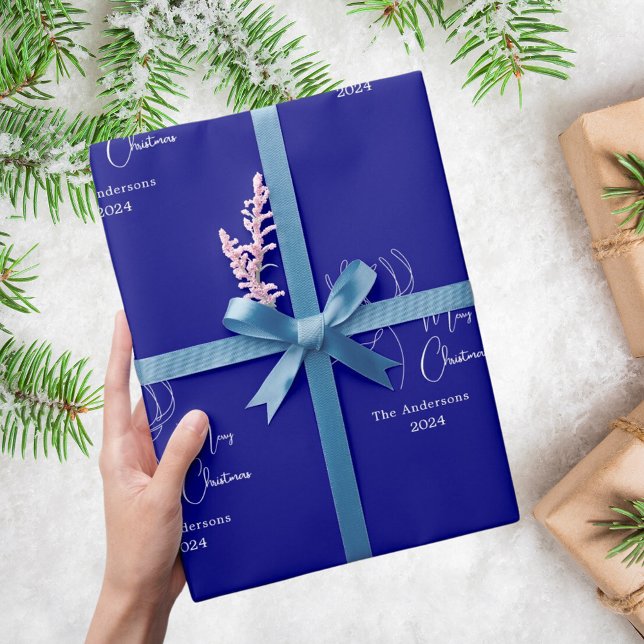 Papel De Presente Abstrato-rena branca azul, Natal moderno (Criador carregado)