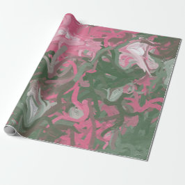 Papel De Presente Abstrato rosa, branco e verde
