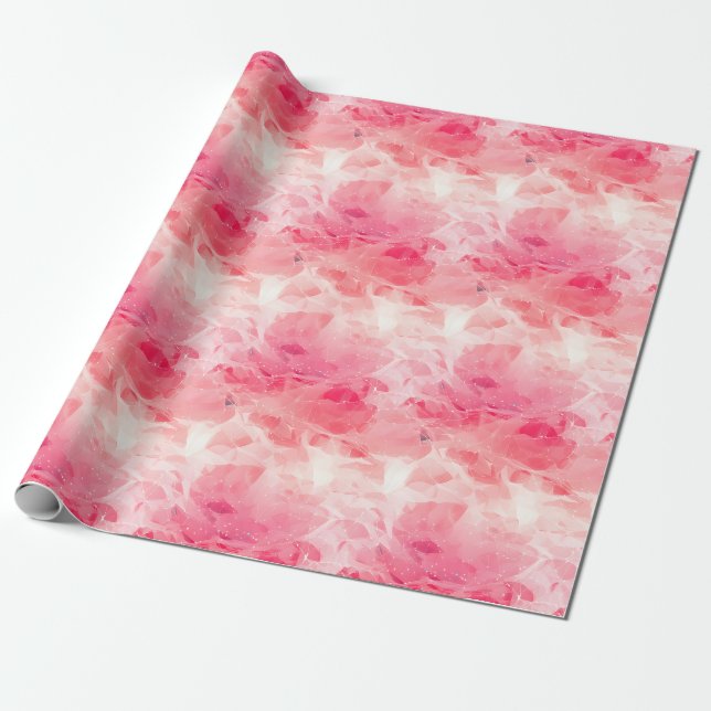 Papel De Presente Abstrato Rosa e Branco (Desenrolado)