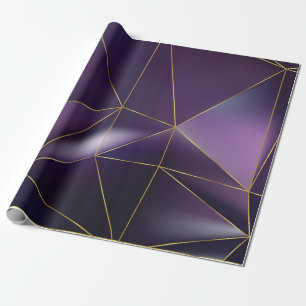 Papel De Presente Abstrato roxa geométrica com linhas de ouro