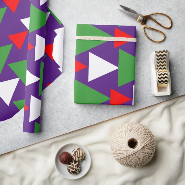 Papel De Presente Abstrato roxa violeta violeta branca, geométrica v (Artesanato)